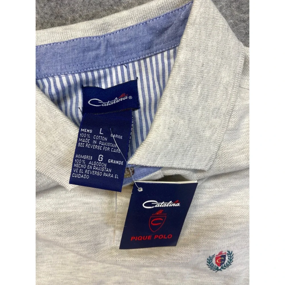 Catalina Polo Shirt Men's Size Large Gray Pique Cotton Short Sleeve NWT - Picture 6 of 10